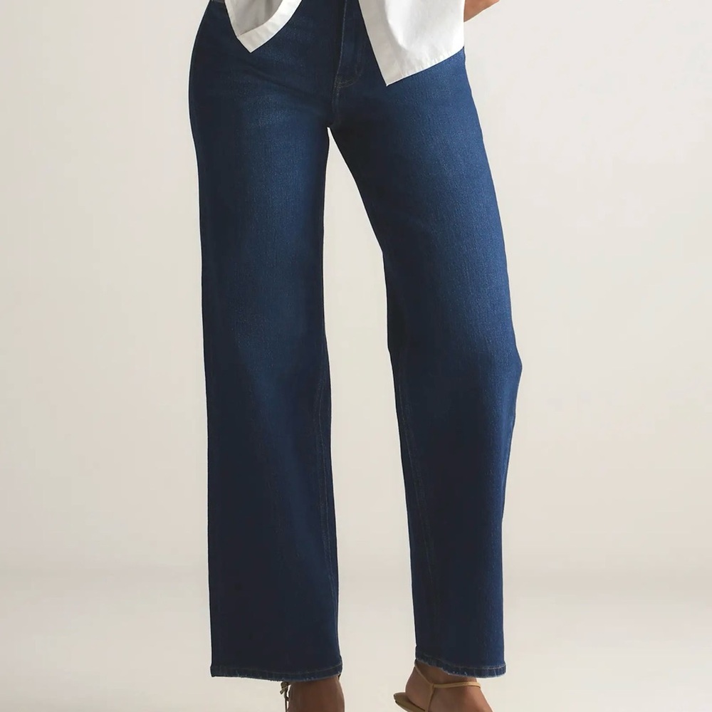 Quince Bella Stretch Relaxed Straight Jeans in Stormy Blue 27/30
